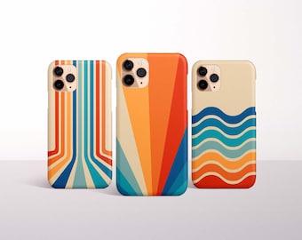 Capa retrô listrada para iPhone 18 Pro, 17, 16 Pro Max, 16e, 15 Plus, 14, 13 Mini, 12 - MagSafe, Samsung e modelos Pixel