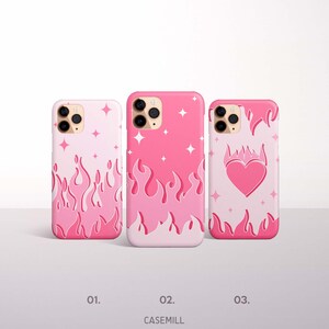 Y2K Pink Flame Phone Case for iPhone 17, 16 Pro Max, 16e, 15 Plus, 14 Pro, 13 Mini, 12, 11 - MagSafe, Samsung & Pixel Models