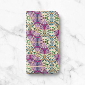 Geometric Tile Faux Leather Wallet Case: iPhone & Samsung Galaxy