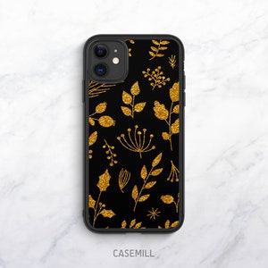 Gold Floral Case for iPhone 13, 13 Mini, 12 Pro, 12 Pro Max, SE, XR, Case for Samsung S22, S22 Plus, S21 Ultra, S20, S20 Plus image 1