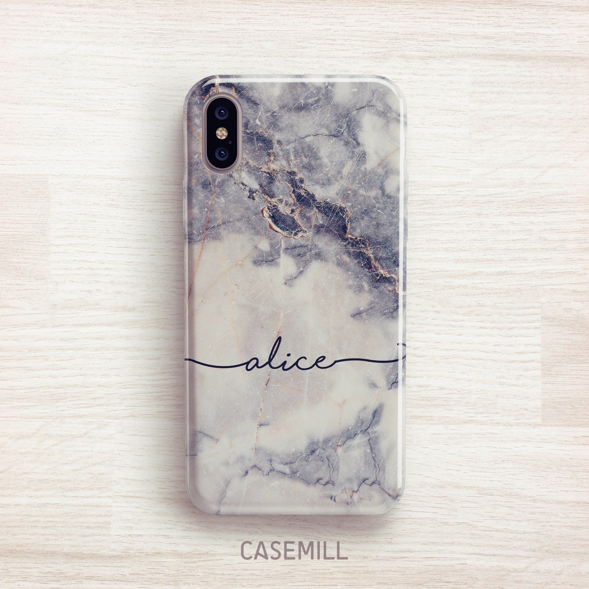 Personalised Marble Monogram Phone Case For iPhone 15 Pro Max 14