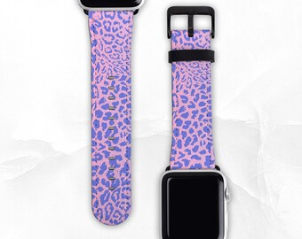 Pastel Animal Faux Leather Band for Apple Watch - Sizes 38mm 40mm 42mm 44mm - Apple Watch Band Series 3 4 5 6 7 8 SE