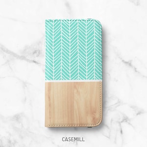 Mint Arrow Wood Print iPhone 14 Wallet iPhone 13 Wallet iPhone SE Wallet iPhone XR Wallet iPhone 8 Wallet iPhone XS Wallet iPhone 12 Mini