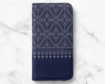 Boho geometriskt plånboksfodral för iPhone 18 Pro, 17, 16 Pro Max, 15 Plus, 14 Pro, 13 Mini, 12, 11 - Folio-flipfodral i konstläder
