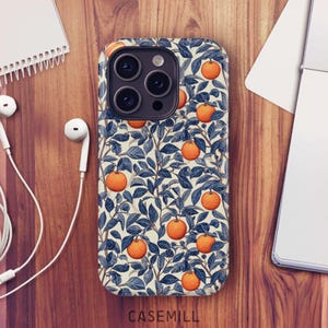 Orange Fruit Florals Phone Case For iPhone 16e, iPhone 15 Pro Max, iPhone 14 Plus, iPhone 13 Mini, Samsung S25, S24 Plus, S23 Ultra, Pixel 9