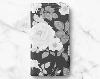 Frosted Floral Wallet Phone Case for Samsung Galaxy S26, S25, S24 Ultra, S23 Plus, S22, S21, S20 - Faux Leather Folio Flip Cover