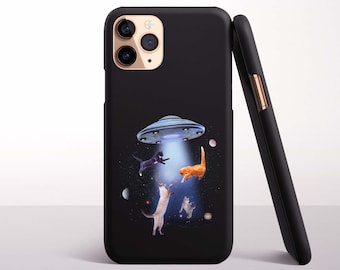 Cat UFO Phone Case for iPhone 18 Pro, 17, 16 Pro Max, 16e, 15 Plus, 14, 13 Mini, 12 - MagSafe, Samsung & Pixel Models