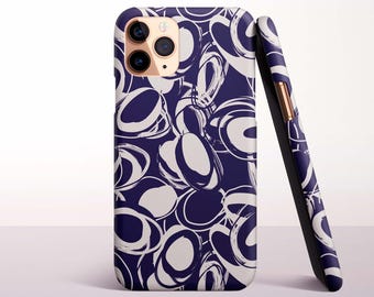 Navy Blue Abstract Phone Case for iPhone 18 Pro, 17, 16 Pro Max, 16e, 15 Plus, 14, 13 Mini, 12 - MagSafe, Samsung & Pixel Models