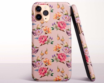 Vintage Floral on Blush Phone Case for iPhone 17e, 16 Pro Max, 16e, 15 Plus, 14 Pro, 13 Mini, 12, 11 - MagSafe, Samsung & Pixel Models