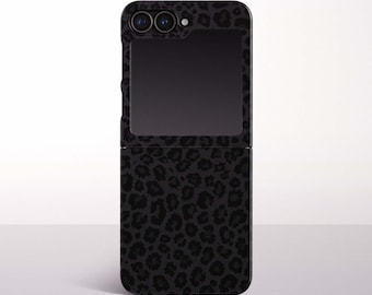 Black Leopard Case for Samsung Galaxy Z Flip 8, 7, 6/7 FE, 5, 4, 3 Models