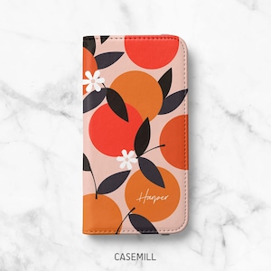 Personalized Orange Wallet Case for iPhone 17, 16 Pro Max, 16e, 15 Plus, 14 Pro, 13 Mini, 12 - Samsung S26, S25, S24, S23 Ultra