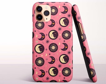 Pink Celestial Moons and Suns Phone Case for iPhone 17e, 16 Pro Max, 16e, 15 Plus, 14 Pro, 13 Mini, 12, 11 - MagSafe, Samsung & Pixel Models