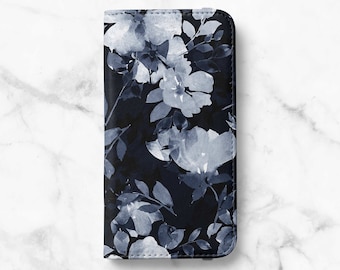 Midnight Floral Wallet Case for iPhone 14, 14 Plus, 14 Pro, 13 Mini, 13 Pro, 12 Pro Max, 12 Pro, 11, 11 Pro Max, SE, XR, XS, 8, 8 Plus