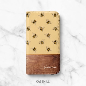 Personalisierte Brieftasche Hülle für Samsung Galaxy S23, S22 Plus, S21 Ultra, S20, S10, Bee Custom Folio Case für iPhone 14, 13 Pro, 12 Pro, 11, SE