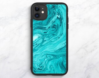 Teal Marble Case for iPhone 13, 13 Mini, 12 Pro, 12 Pro Max, SE, XR, Case for Samsung S22, S22 Plus, S21 Ultra, S20, S20 Plus