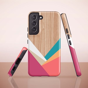 Geometric Wood Print Phone Case for Samsung Galaxy S23, Galaxy S22 Ultra, S21 FE, S20 Plus, S10, S10 Plus, S9, S9 Plus, Galaxy S21