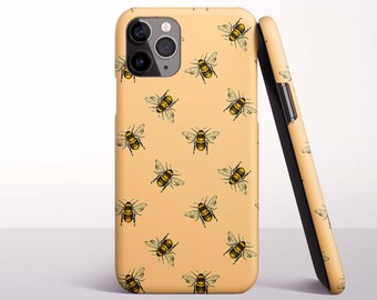 Yellow Bee Pattern Phone Case for iPhone 18 Pro, 17, 16 Pro Max, 16e, 15 Plus, 14, 13 Mini, 12 - MagSafe, Samsung & Pixel Models