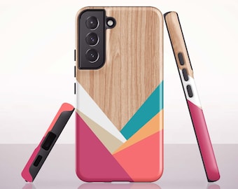 Geometrische Holz Print Handyhülle für Samsung Galaxy S26, S25, S24 Plus, S23 Ultra, S21 FE, S20 - A73, A57, A37, A26, A17