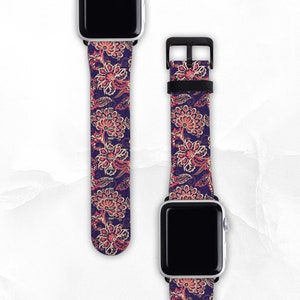 Paisley Pattern Band For Apple Watch Series 1, 2, 3, 4, 5, 6, SE & 7, Watch Band 38/40/41mm 42/44/45mm Apple Watch Strap, Vegan Leather