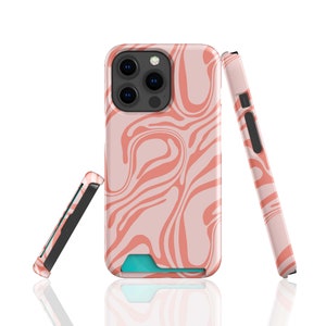 Capa fina para cartão para iPhone 13, 13 Mini, 13 Pro Max / Capa com slot para cartão para Samsung S22, S22 Plus, S22 Ultra, S21 / Capa porta-cartão Liquid Marble