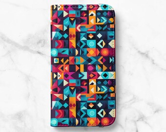 Funky Geometric Card Wallet Case For Samsung Galaxy S23, S22 Plus, S21, S21 Plus, S21 Ultra, S20, S20 Ultra, S10, S10 Plus, S9 Plus, S8