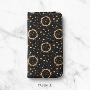 Solar Print Folio Case for iPhone 14, 14 Plus, 14 Pro, 13 Mini, 13 Pro, 12 Pro Max, 12 Pro, 11, 11 Pro Max, SE, XR, XS, 8, 8 Plus
