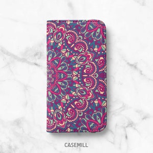 Funda tipo cartera Mandala para Samsung Galaxy S22, S22 Ultra, S22 Plus, S21, S21 Plus, S21 Ultra, S20, S20 Ultra, S10, S10 Plus, S9, S9 Plus