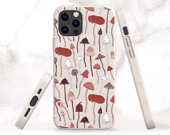 Biodegradable Phone Case for iPhone 14 Plus, 13 Mini, 12 Pro Max, 11, Eco-Friendly Bio Case for Samsung S22, S20 Plus, S21 Ultra, Mushroom
