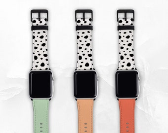 Dalmatian Spots Faux Leather Band for Apple Watch - Sizes 38mm 40mm 42mm 44mm - Apple Watch Band Series 3 4 5 6 7 8 SE