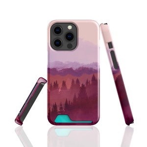Custodia porta carte Forest per iPhone 14 Pro, 14 Plus, 13 Mini, 13 Pro Max, custodia con slot per carte per Samsung S22, S22 Plus, S21 Ultra, S21 Credit Card