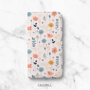 iPhone Portemonnaie mit gedämpften Blumenmuster: Kunstleder Folio