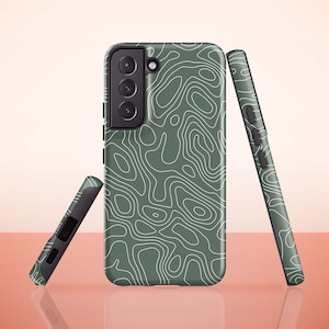 Green Contour Phone Case for Samsung Galaxy S23, Galaxy S22 Ultra, S21 FE, S20 Plus, S10, S10 Plus, S9, S9 Plus, Galaxy S21 Ultra