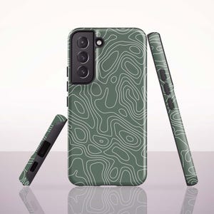 Green Topographic Contour Phone Case for Samsung Galaxy S26, S25, S24 Plus, S23 Ultra, S21 FE, S20 - A73, A57, A37, A26, A17