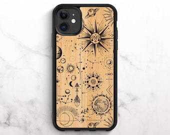 Wooden iPhone 12 Case iPhone 11 Case Bamboo iPhone XR Case iPhone 8 Case iPhone 11 Pro Case iPhone XS Case iPhone 8 Plus Case Solar Print