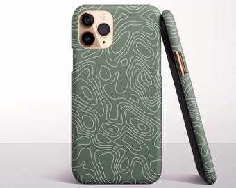 Green Topographic Phone Case for iPhone 18 Pro, 17, 16 Pro Max, 16e, 15 Plus, 14, 13 Mini, 12 - MagSafe, Samsung & Pixel Models