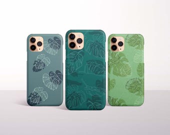 Monstera Leaf Phone Case for iPhone 18 Pro, 17, 16 Pro Max, 16e, 15 Plus, 14, 13 Mini, 12 - MagSafe, Samsung & Pixel Models