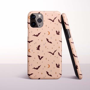 Flying Bat Moon Pattern Phone Case for iPhone 17, 16 Pro Max, 16e, 15 Plus, 14 Pro, 13 Mini, 12, 11 - MagSafe, Samsung & Pixel Models