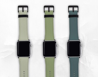 Block Colour Faux Leather Band for Apple Watch - Sizes 38mm 40mm 42mm 44mm - Apple Watch Band Series 3 4 5 6 7 8 SE