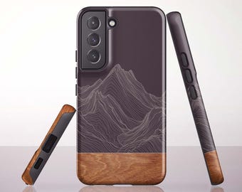 Grey Mountain Line Phone Case for Samsung Galaxy S26, S25, S24 Plus, S23 Ultra, S21 FE, S20 - A73, A57, A37, A26, A17