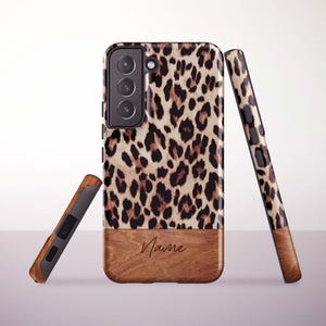 Leopard Print Personalized Phone Case for Samsung Galaxy S26, S25, S24 Plus, S23 Ultra, S21 FE, S20 - A73, A57, A37, A26, A17