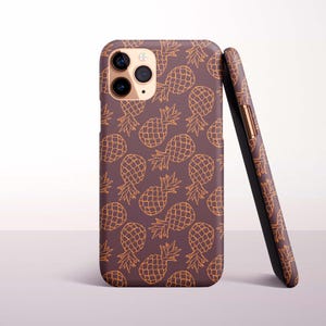 Dark Pineapple Line Pattern Phone Case for iPhone 17, 16 Pro Max, 16e, 15 Plus, 14 Pro, 13 Mini, 12, 11 - MagSafe, Samsung & Pixel Models