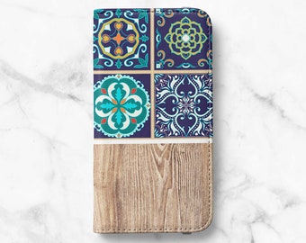 Portuguese Tile Print iPhone 12 Wallet iPhone 11 Wallet iPhone SE Wallet iPhone XR Wallet iPhone 8 Wallet iPhone XS Wallet iPhone 8 Plus