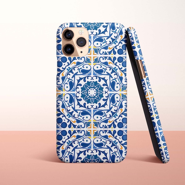 Blue Portuguese Tile Phone Case For Apple iPhone 14, iPhone 14 Pro Max, iPhone 14 Plus, iPhone 13, iPhone 12 Mini, iPhone 11, iPhone SE, XR