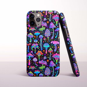 Neon Psychedelic Mushroom Phone Case for iPhone 18 Pro, 17, 16 Pro Max, 16e, 15 Plus, 14, 13 Mini, 12 - MagSafe, Samsung & Pixel Models