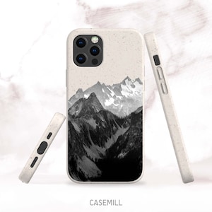 Biologisch afbreekbaar Mountain-telefoonhoesje voor iPhone 14+, 13 Pro, 12 Pro Max, 11, SE, milieuvriendelijk hoesje voor Samsung S22, S21 Plus, S20 Ultra