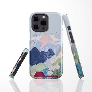 Étui pour carte Mountain Garden pour iPhone 15 Pro, 14 Plus, 13 Mini, 13 Pro Max avec emplacement pour carte pour Samsung S22 Plus, S22 Ultra, S21 porte-cartes