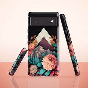 Floral Mountain Chevron Phone Case for Google Pixel 7, Pixel 6 Pro, Pixel 6, Pixel 5, Pixel 4a, Pixel 4, Pixel 4 xl, Pixel 3a, Pixel 3
