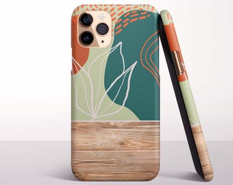 Abstract Floral Wood Print Phone Case for iPhone 17, 16 Pro Max, 16e, 15 Plus, 14 Pro, 13 Mini, 12, 11 - MagSafe, Samsung & Pixel Models