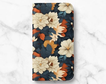 Florals Card Wallet Case For Samsung Galaxy S23, S22 Plus, S21, S21 Plus, S21 Ultra, S20, S20 Ultra, S10, S10 Plus, S9 Plus, S8