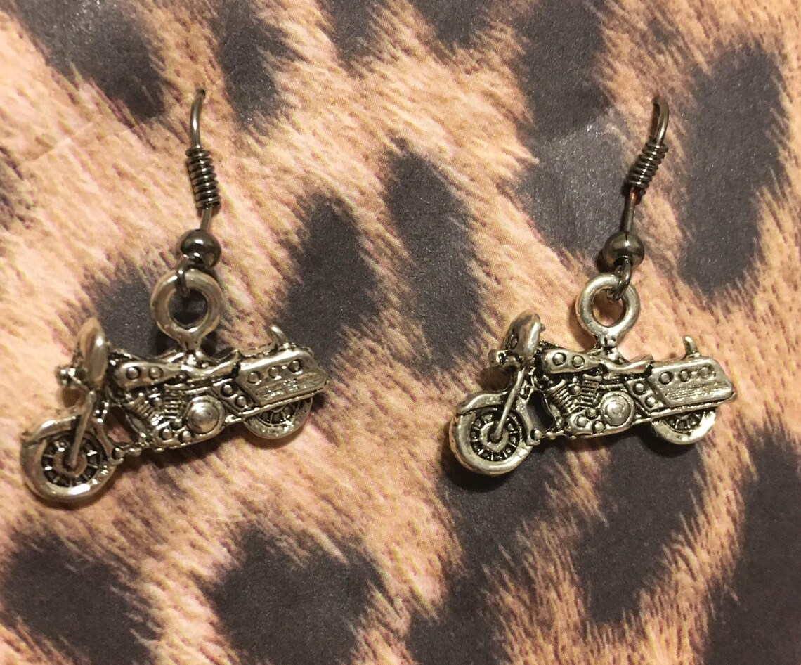 Motorcycle Earrings Biker Earrings Etsy